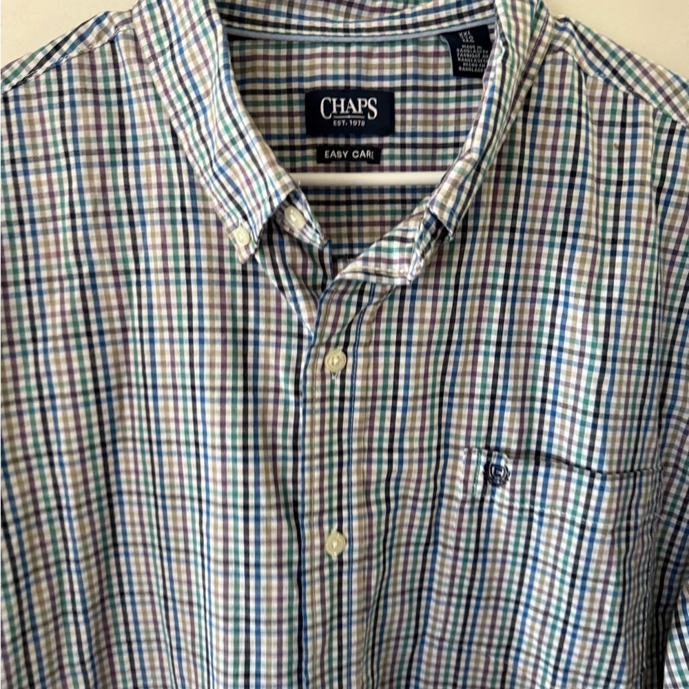Chaps Men’s Button Down Multi Colored Plaid Shirt… - image 2